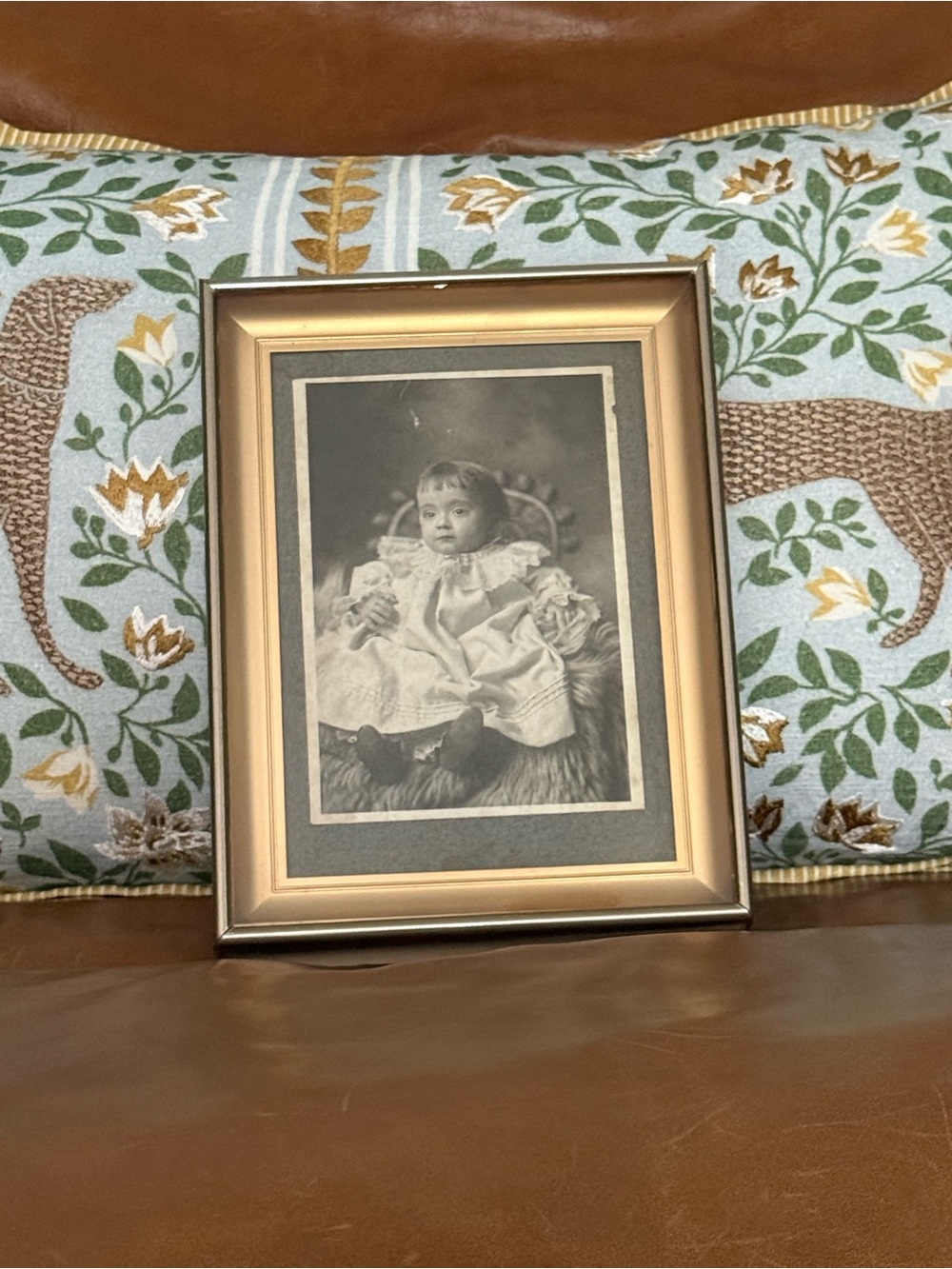 1800’s Child Portrait in Gold-Tone Vintage Picture Frame
